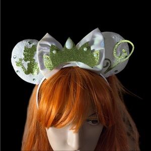 Enchanting Green and White Tiara Headband  Disney ears